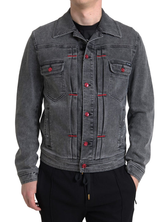 Dolce &amp; Gabbana Elegante graue Stretch-Jeansjacke