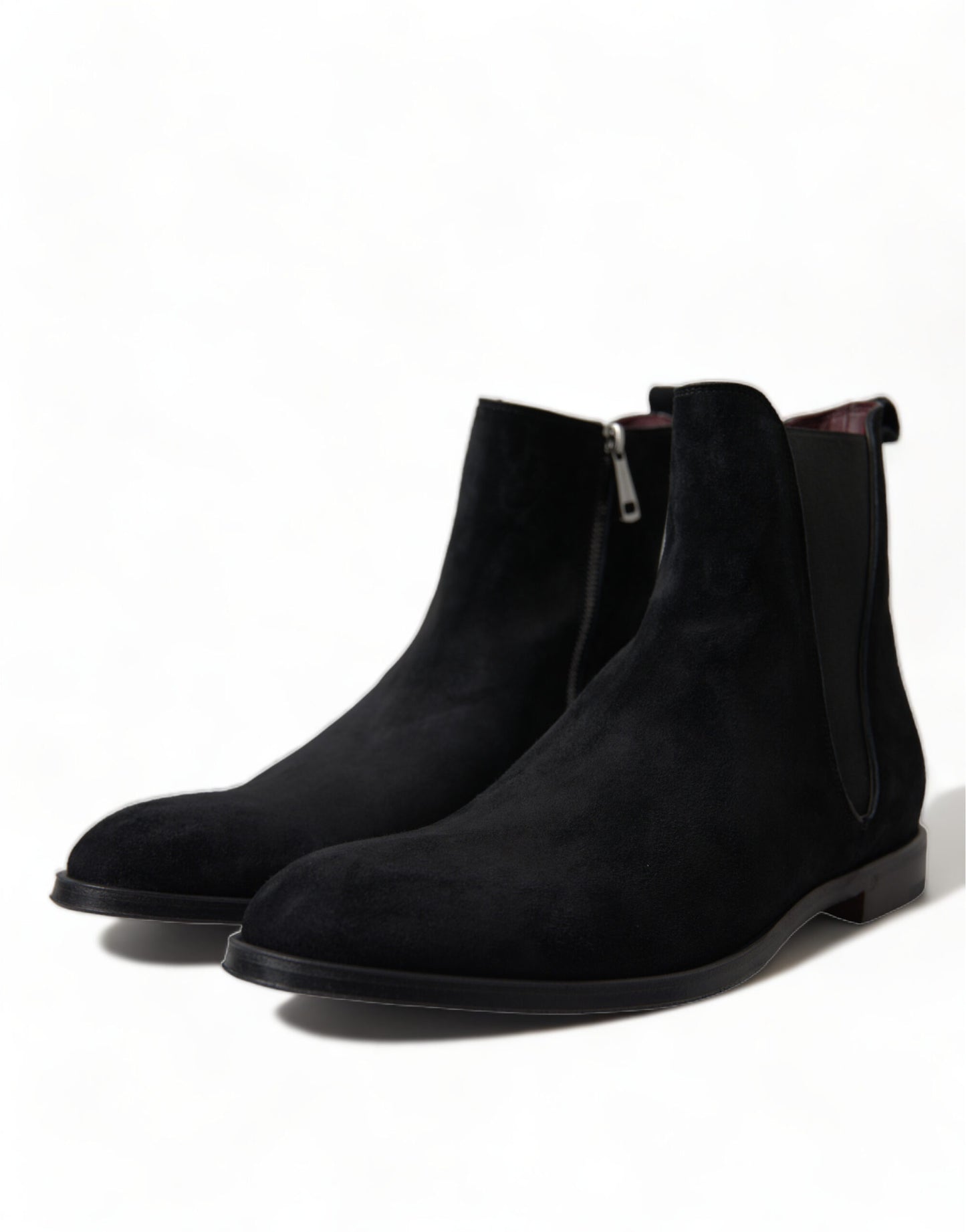 Dolce &amp; Gabbana Elegante schwarze Samtstiefel mit halbhoher Wade