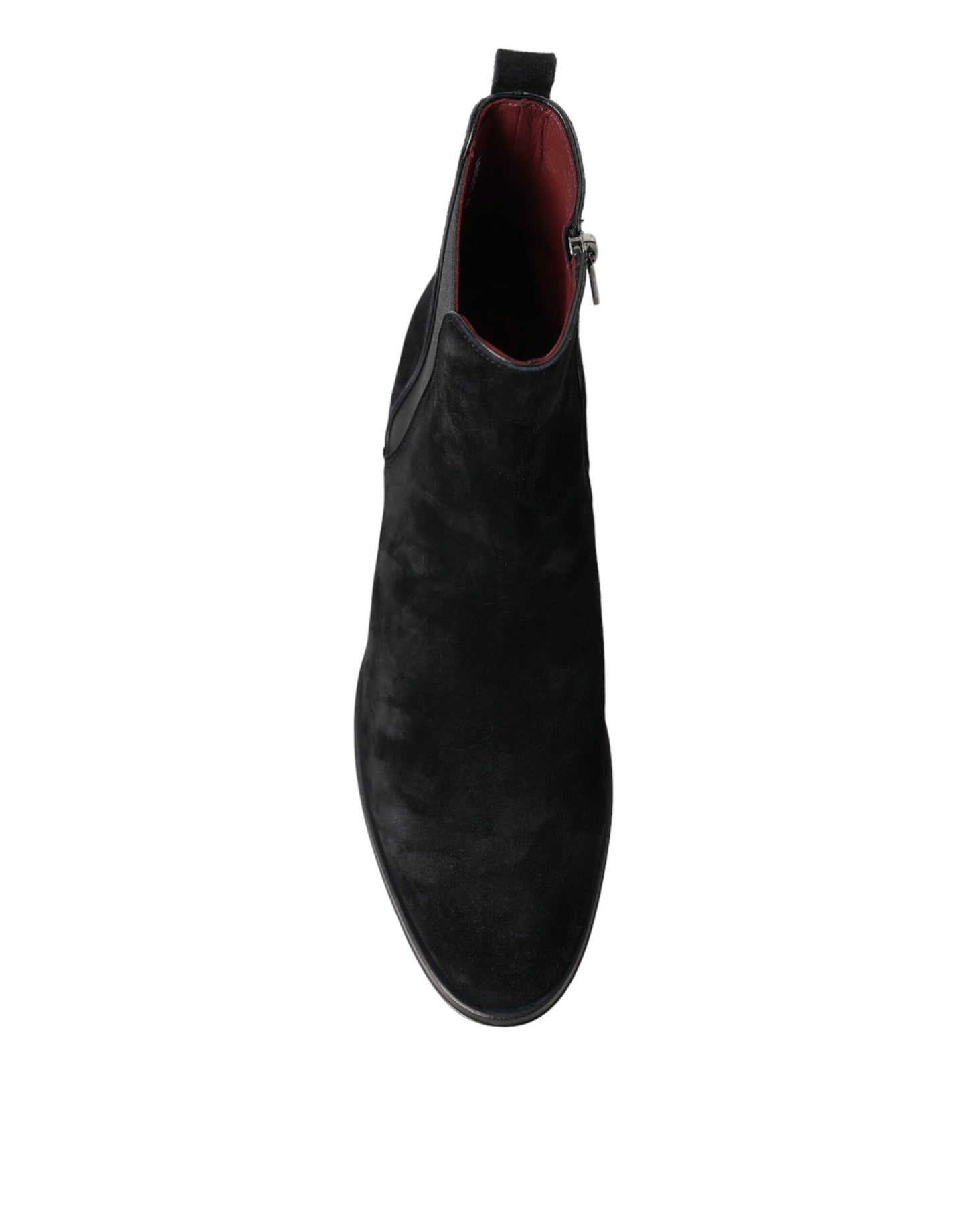 Dolce &amp; Gabbana Elegante schwarze Samtstiefel mit halbhoher Wade