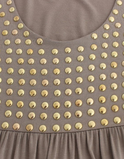 Roccobarocco Studded Sheath Knee-Length Dress in Beige