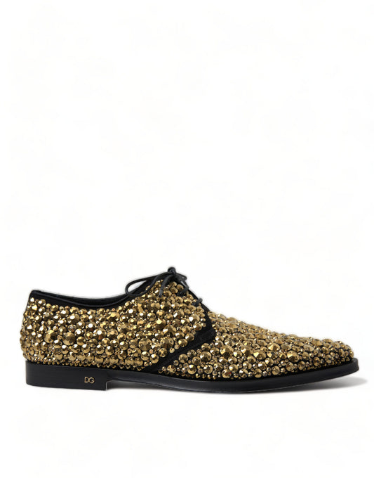 Dolce &amp; Gabbana – Elegante Derby-Schuhe aus Wildleder in Gold und Schwarz