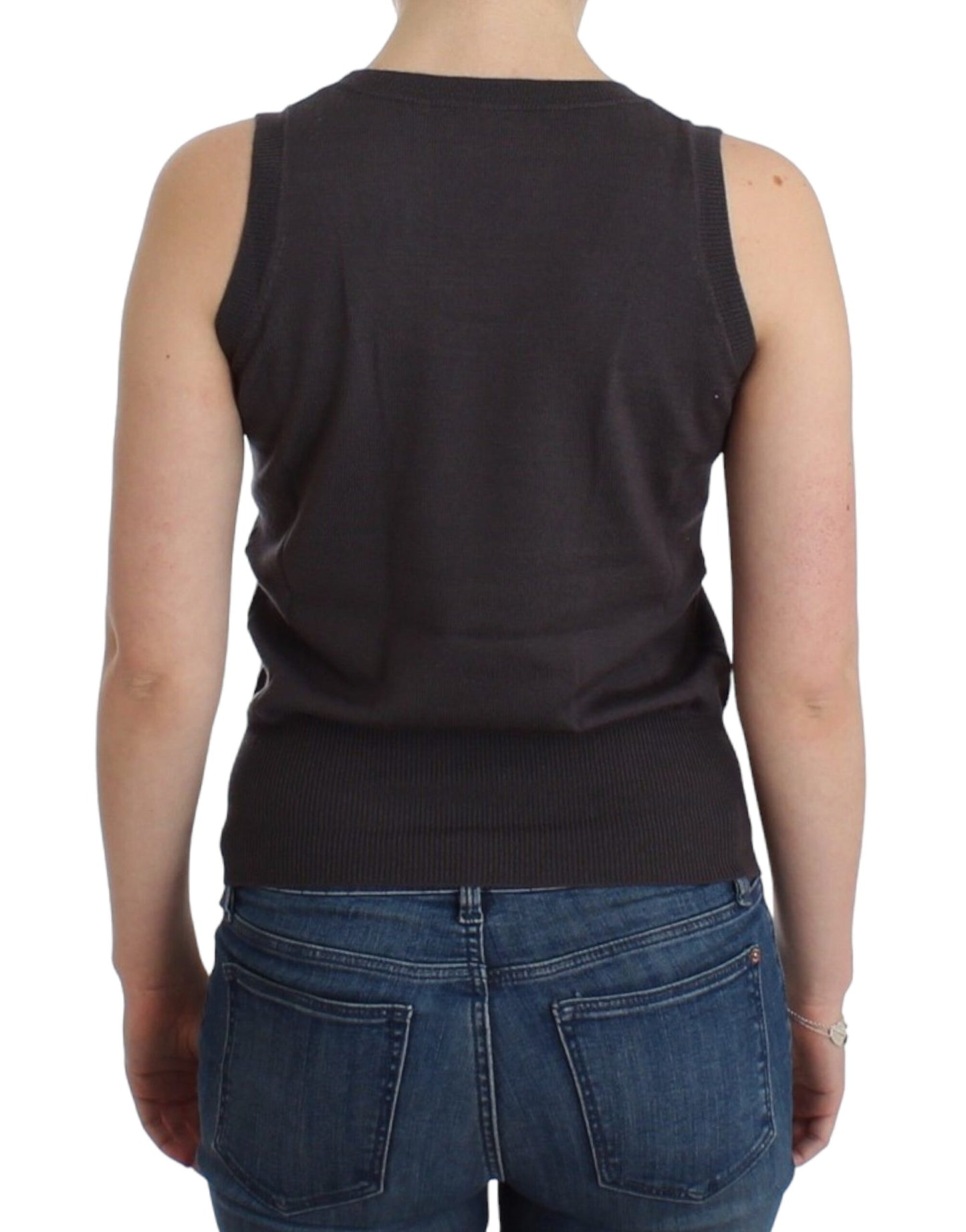 Braunes Strick-Tanktop