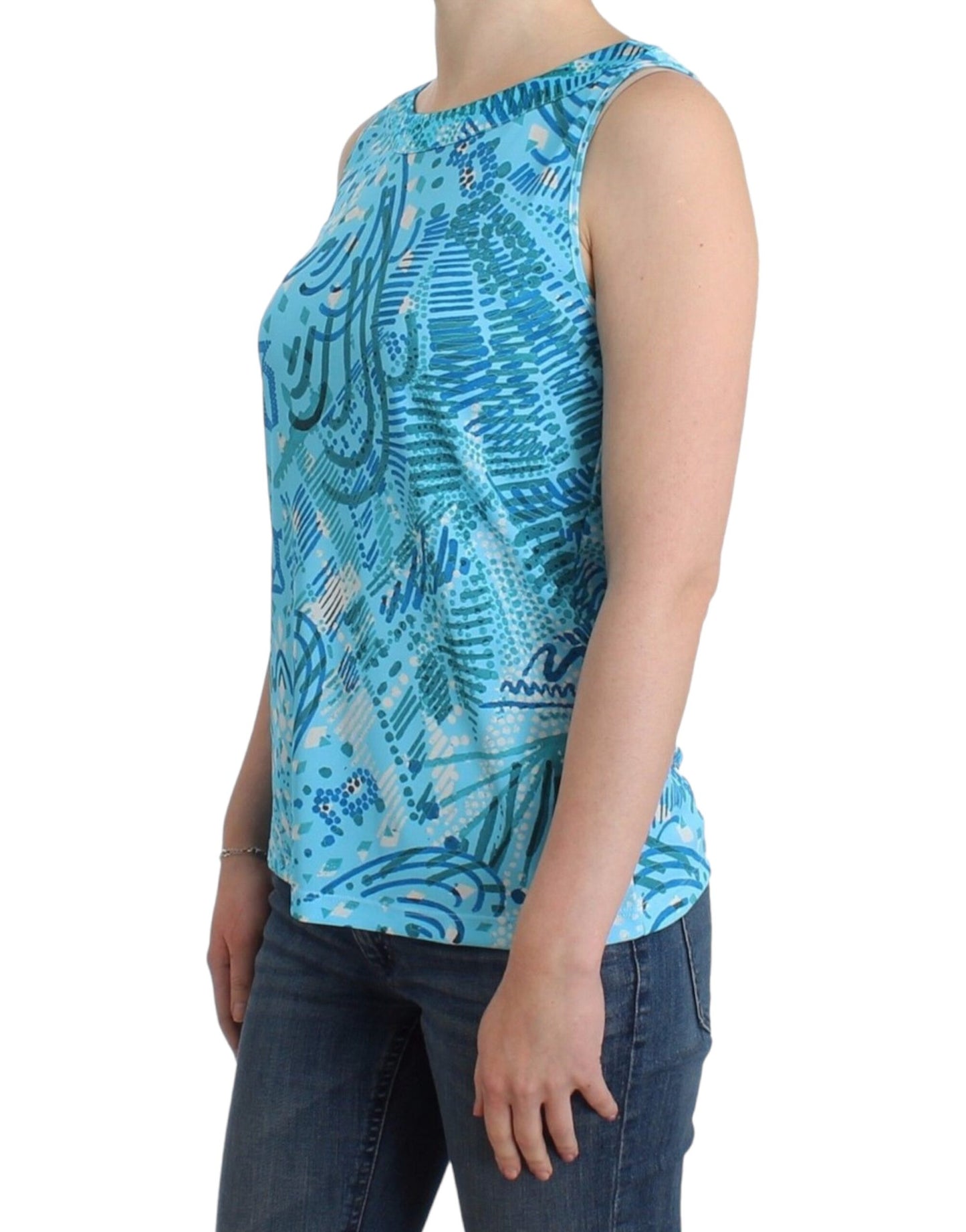 Blau bedrucktes Tanktop