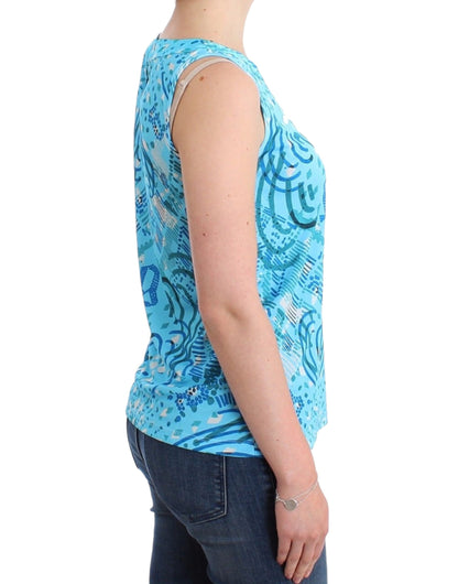 Blau bedrucktes Tanktop