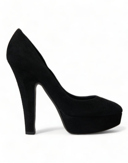 Dolce &amp; Gabbana Schwarze Pumps mit Absatz aus Wildleder Raffinesse