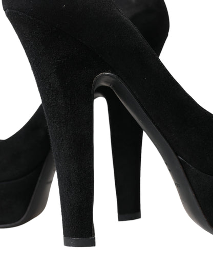 Dolce & Gabbana Black Suede Heeled Pumps Sophistication