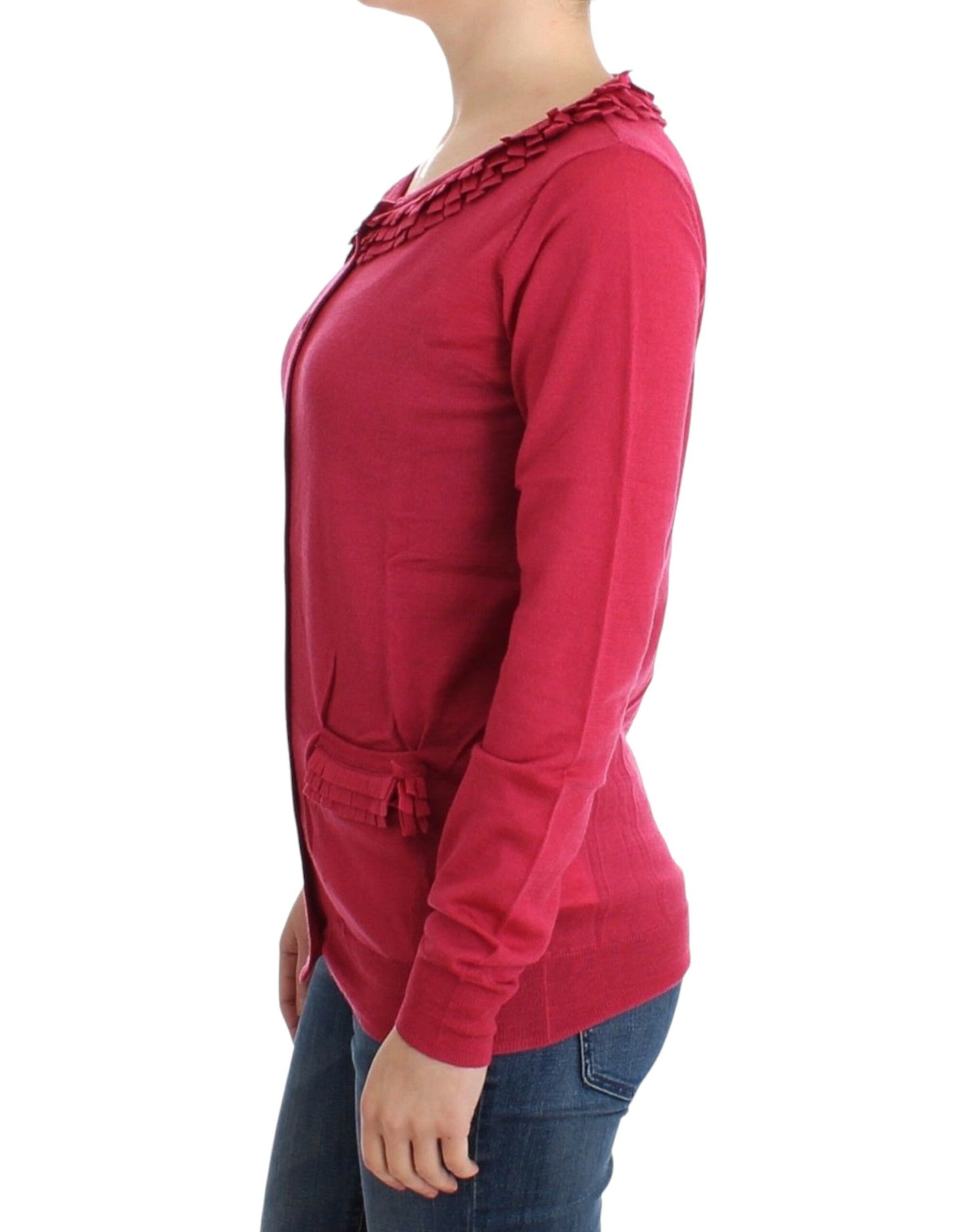 Cardigan en laine rose