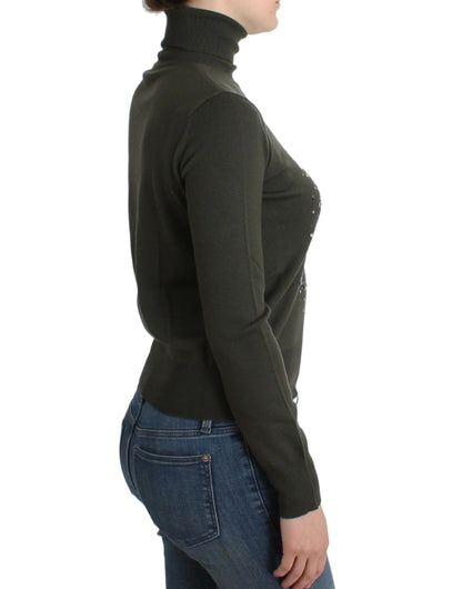 Pull col roulé en laine vert