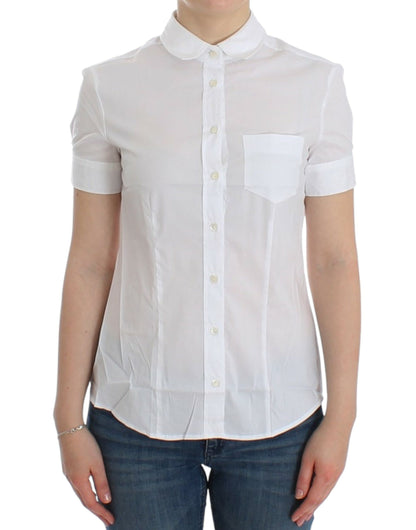 Top camicia in cotone bianco