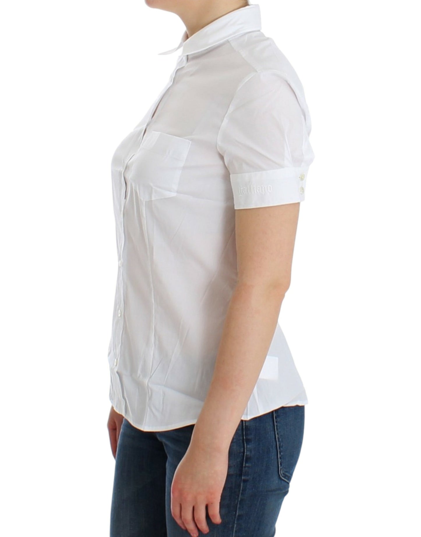 Top camicia in cotone bianco