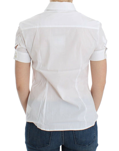 Top camicia in cotone bianco