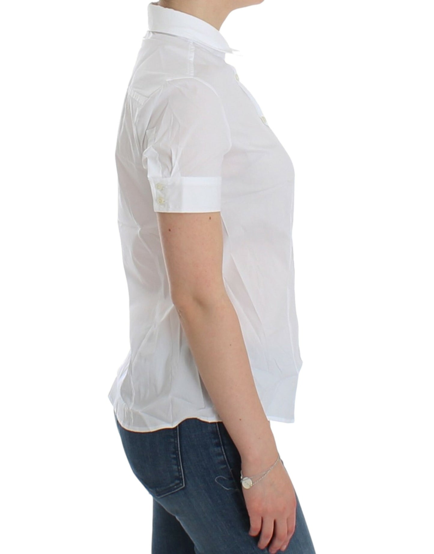 Top camicia in cotone bianco