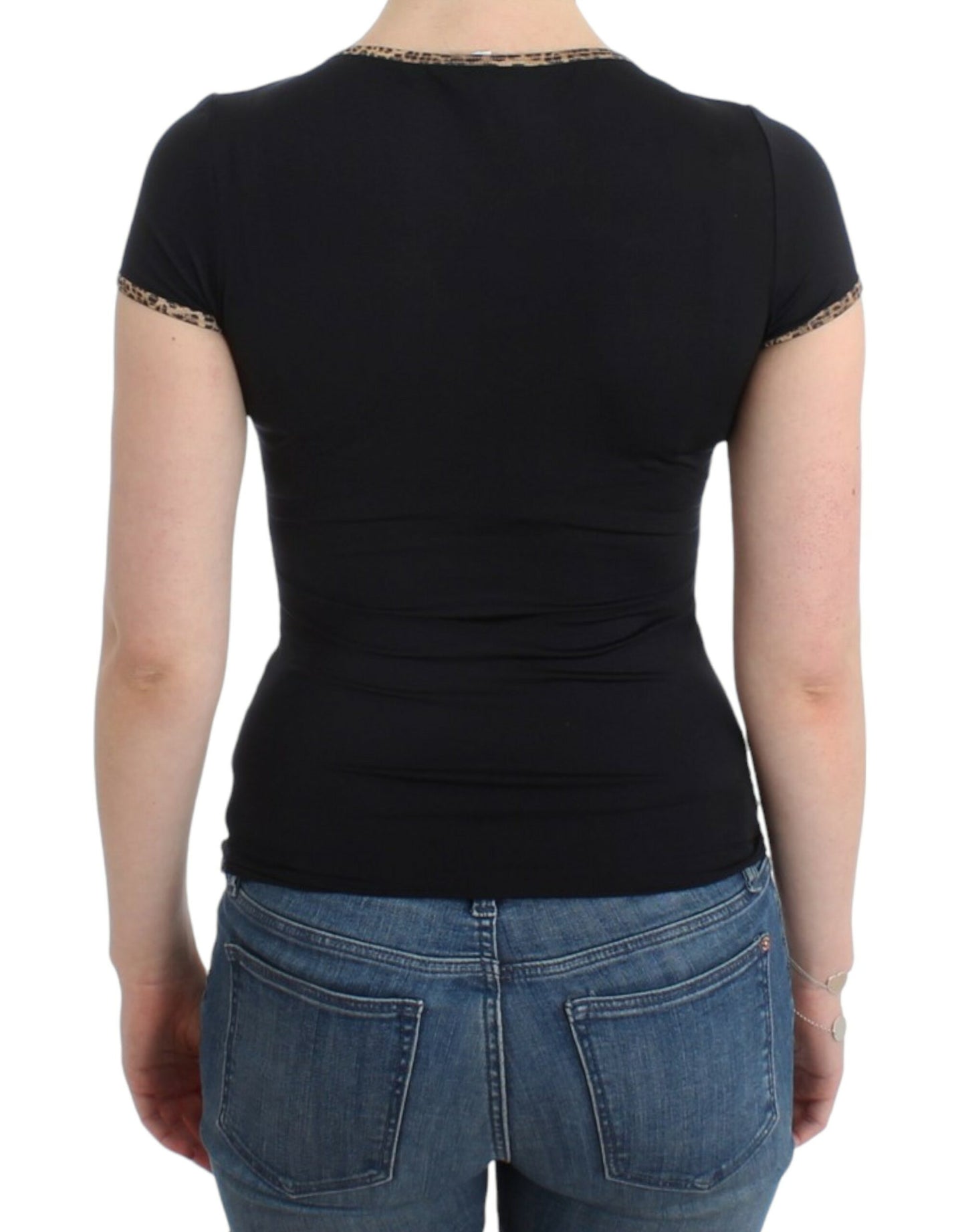 Schwarzes Nylon-Top-T-Shirt