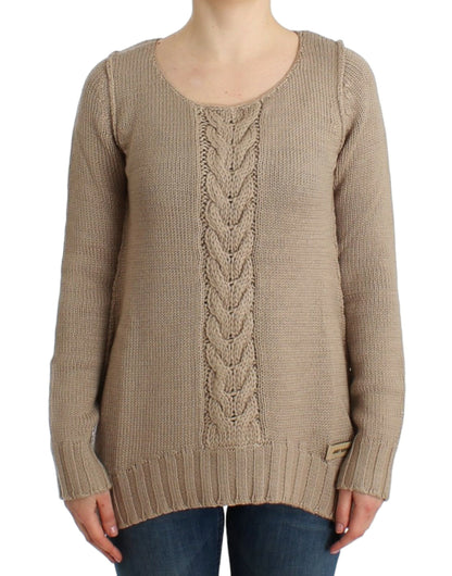 Maglione in lana lavorata a maglia beige