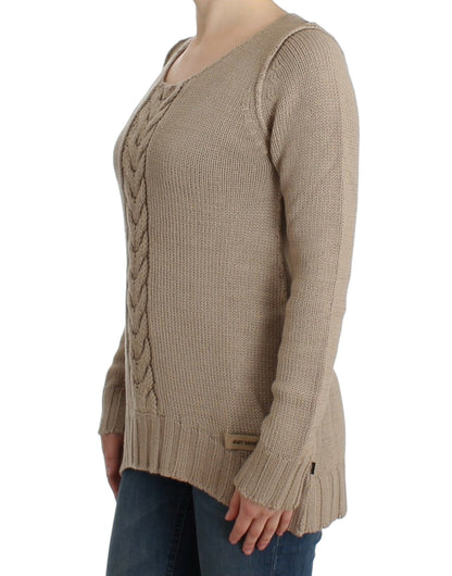 Maglione in lana lavorata a maglia beige