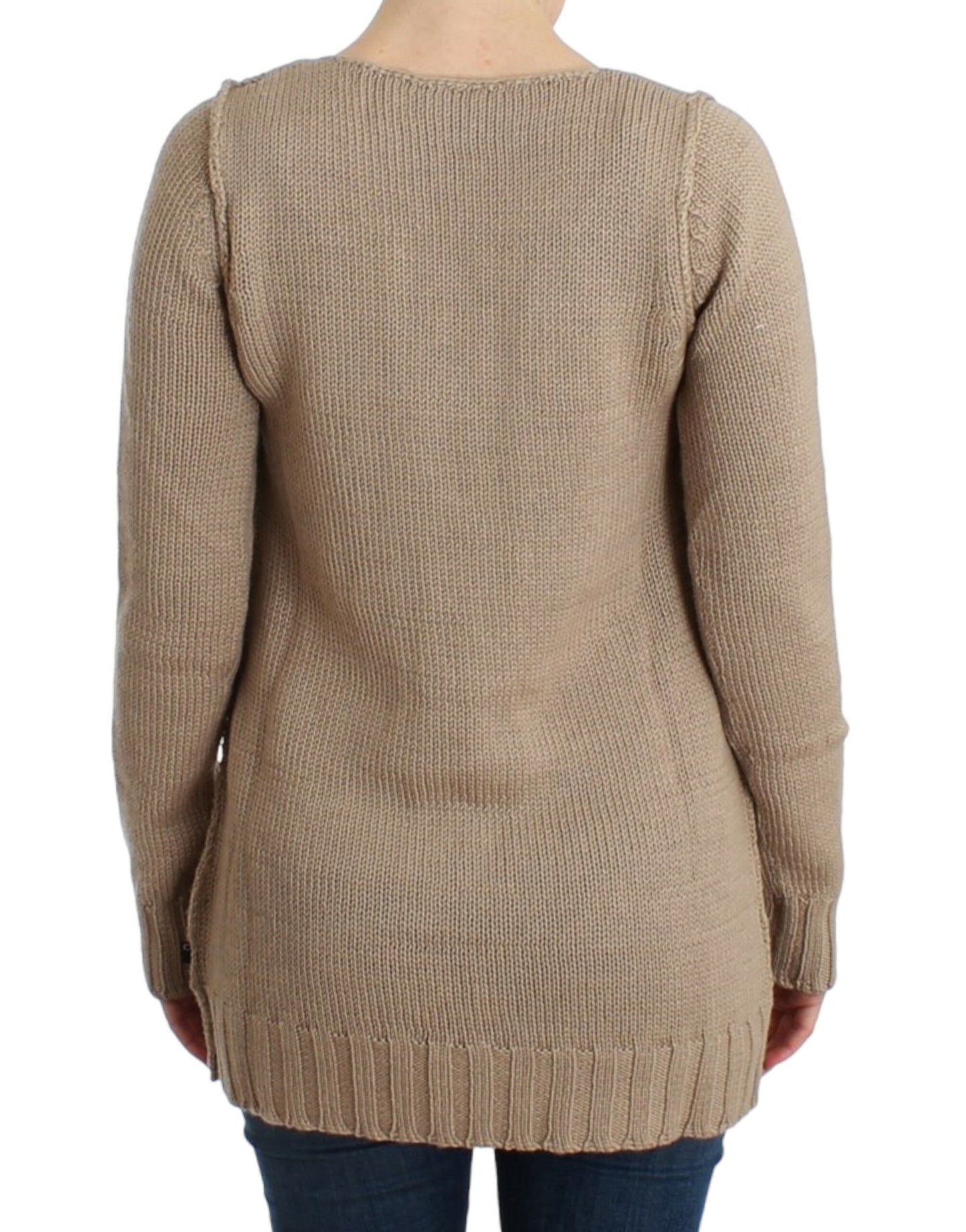 Maglione in lana lavorata a maglia beige