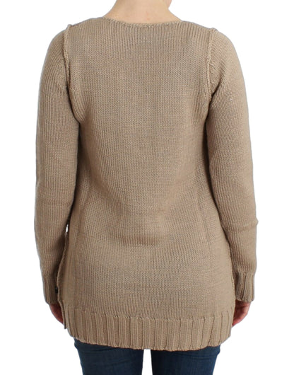 Maglione in lana lavorata a maglia beige