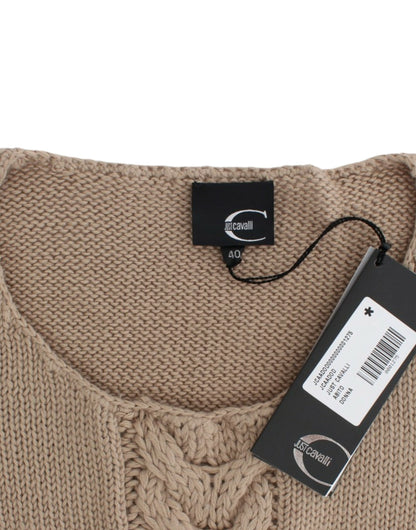 Maglione in lana lavorata a maglia beige