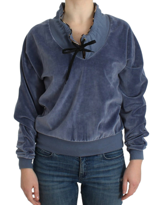 Pull en coton velours bleu