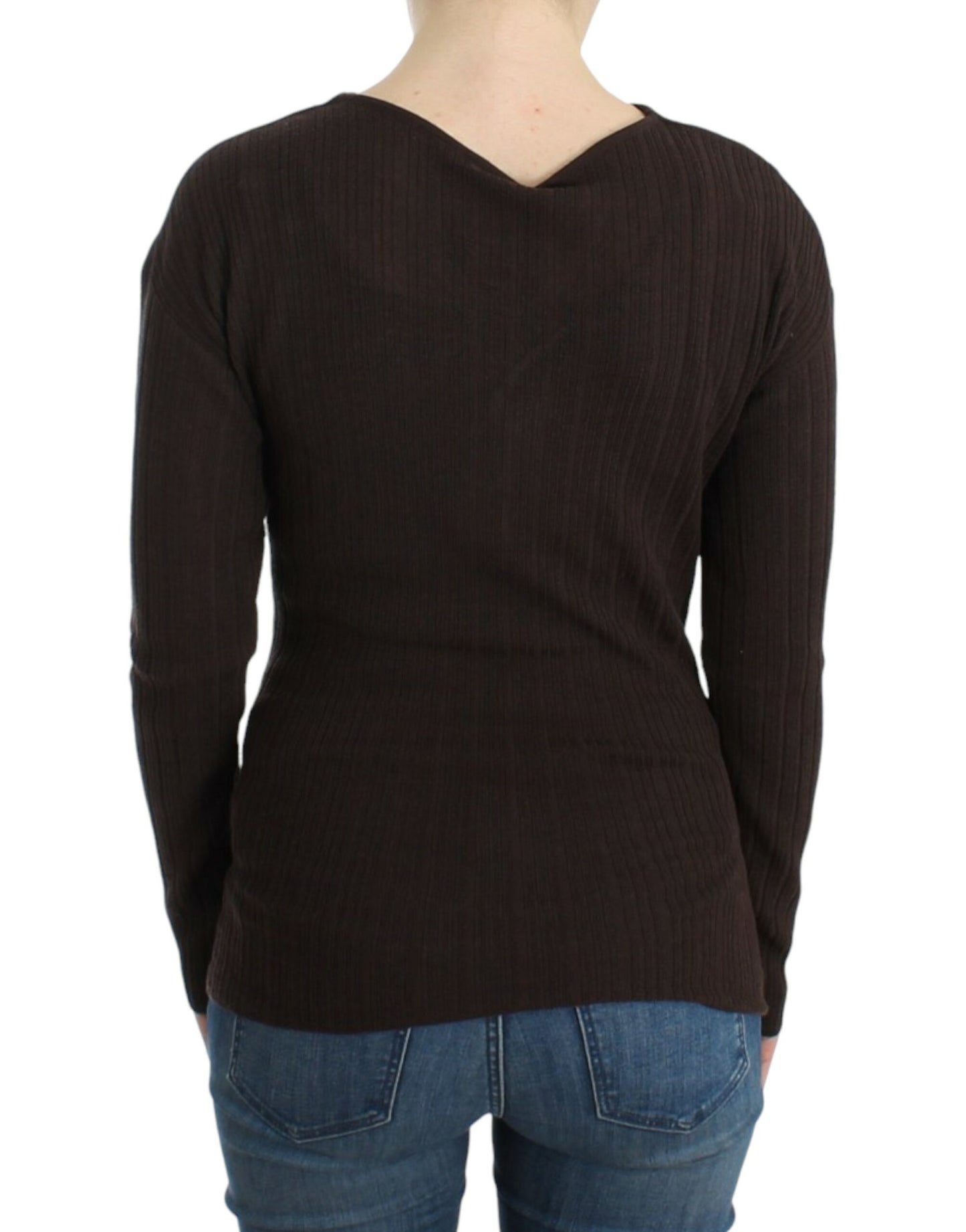 Pull en laine tricoté marron