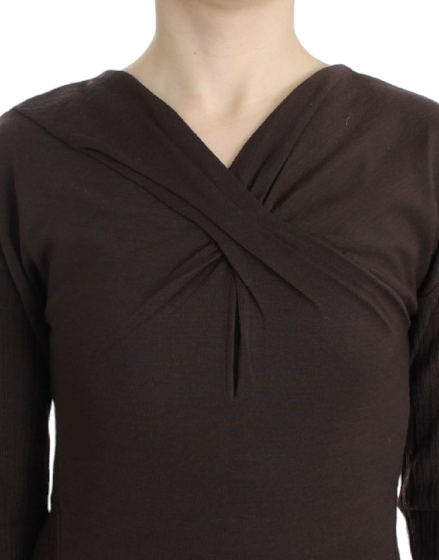 Pull en laine tricoté marron