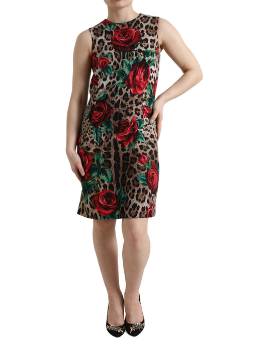 Dolce &amp; Gabbana Elegantes A-Linien-Kleid mit Leopardenmuster und Blumenmuster