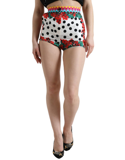 Dolce &amp; Gabbana - Mehrfarbige Hotpants mit hoher Taille aus Seide