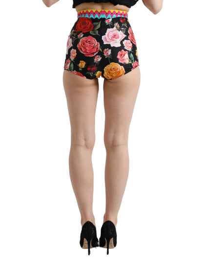 Dolce &amp; Gabbana - Mehrfarbige Hotpants mit hoher Taille aus Seide