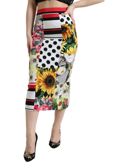 Dolce &amp; Gabbana Glamouröser Patchwork-Midirock mit hoher Taille