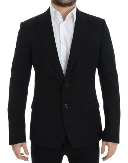 Blazer slim en laine noir