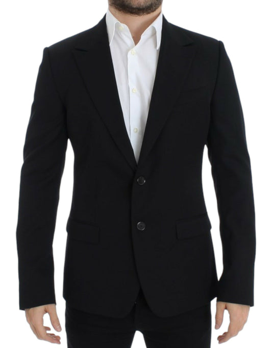 Schwarzer Slim-Fit-Blazer aus Wolle