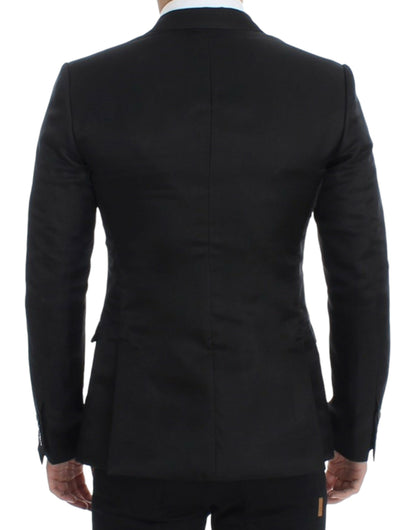 Slim-Fit-Blazer aus schwarzer Seide