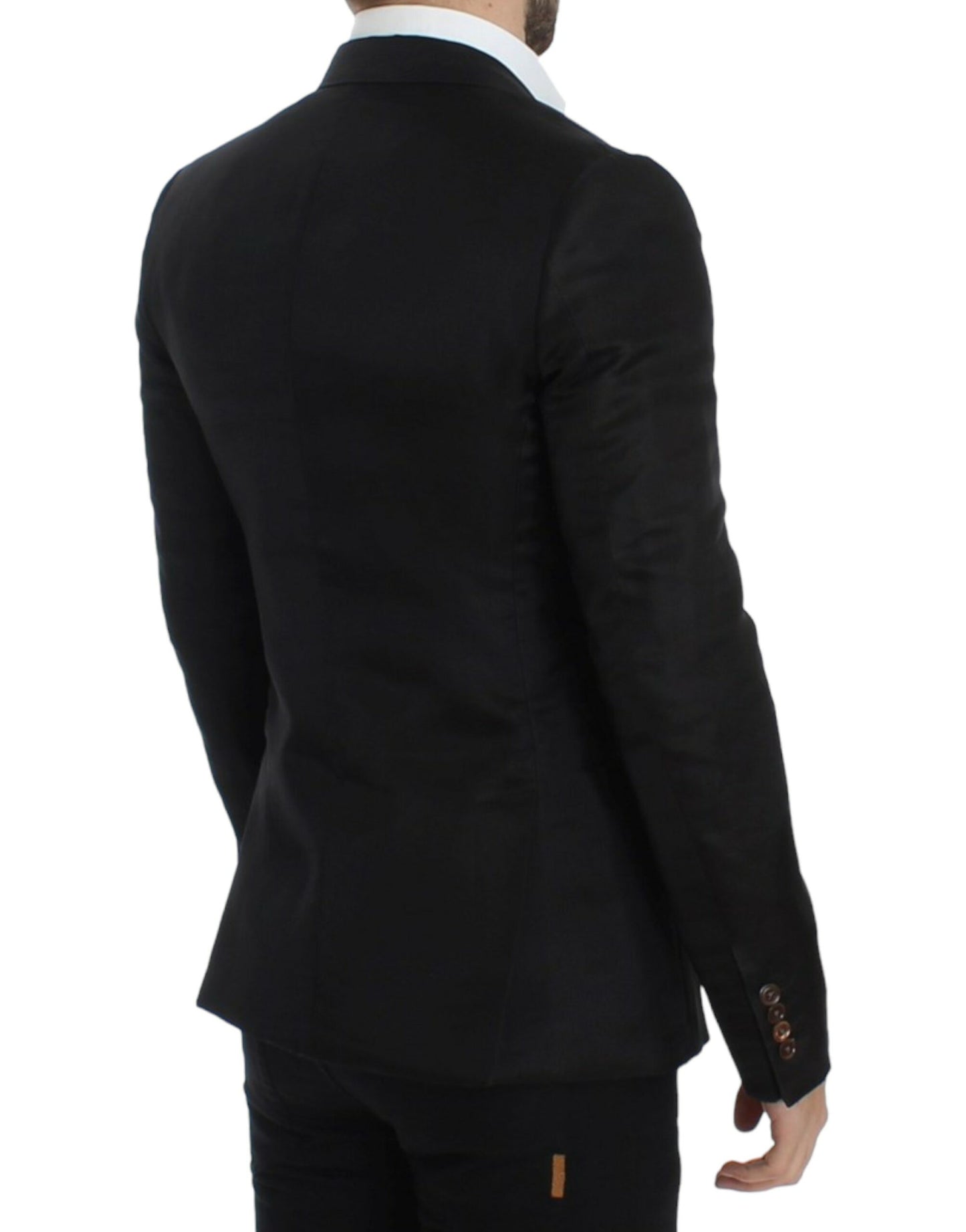 Blazer slim fit in seta nera