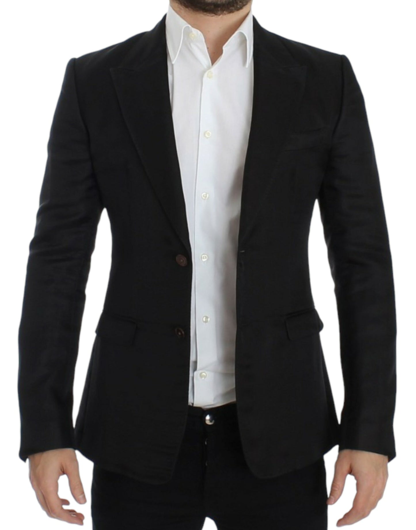 Slim-Fit-Blazer aus schwarzer Seide