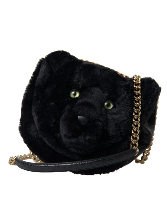 Dolce &amp; Gabbana – Exquisite Panther-Umhängetasche mit Krokodilprägung