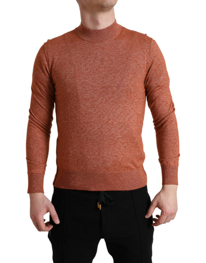 Maglione pullover girocollo in cashmere arancione