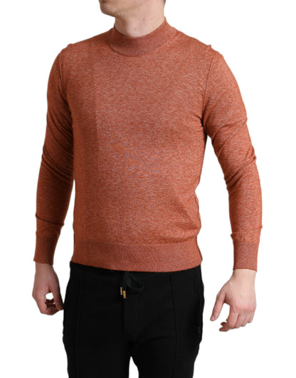 Maglione pullover girocollo in cashmere arancione