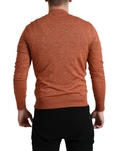 Maglione pullover girocollo in cashmere arancione