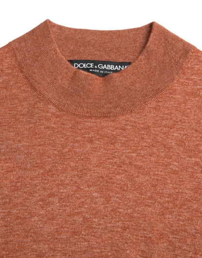 Dolce & Gabbana Silk-Cashmere Orange Crew Neck Sweater