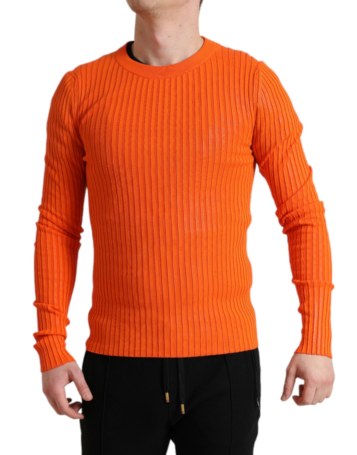 Dolce &amp; Gabbana Eleganter Strickpullover in Sonnenuntergangsorange