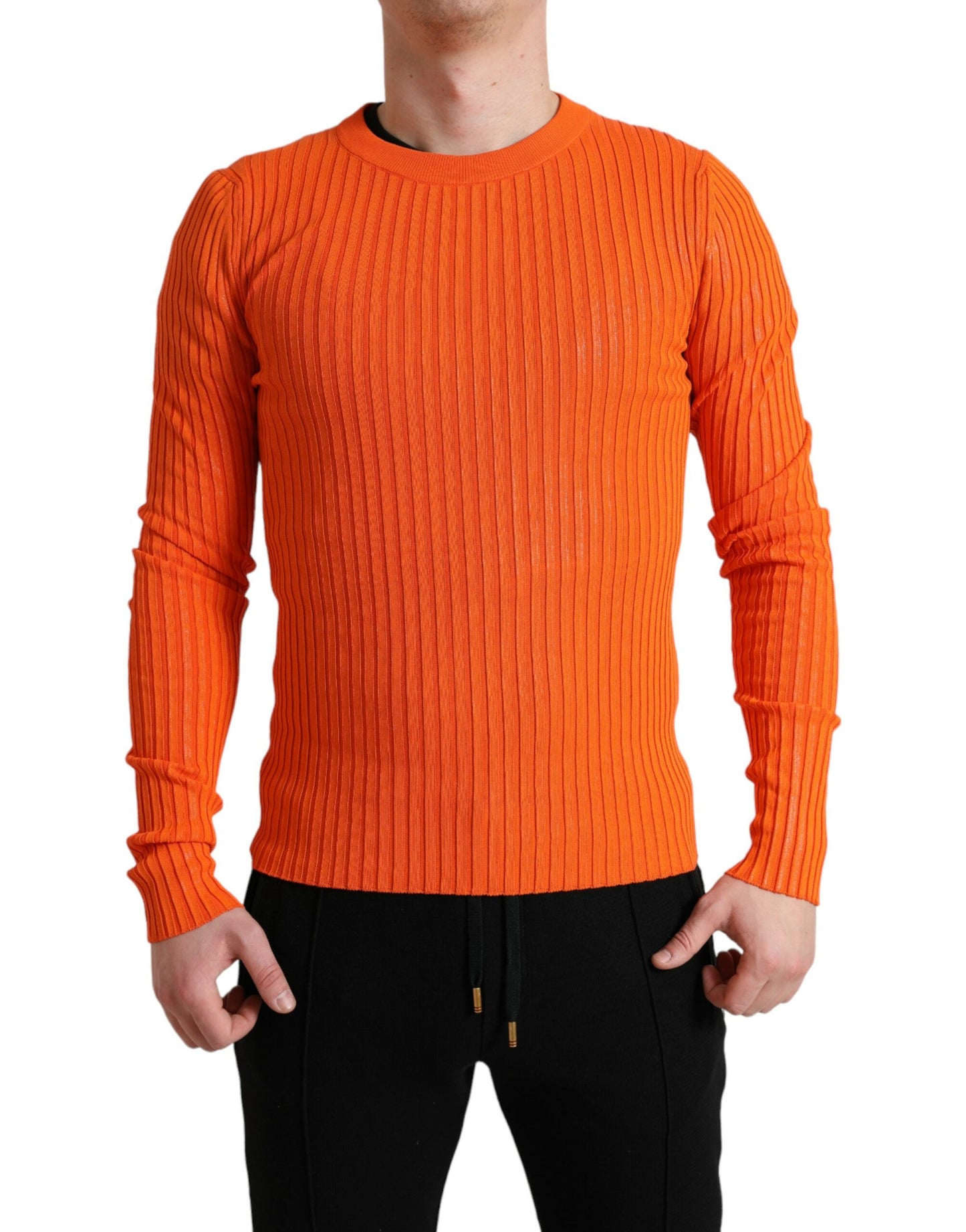 Dolce &amp; Gabbana Eleganter Strickpullover in Sonnenuntergangsorange