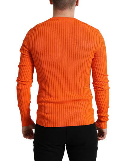 Dolce & Gabbana Sleek Sunset Orange Knitted Pullover Sweater