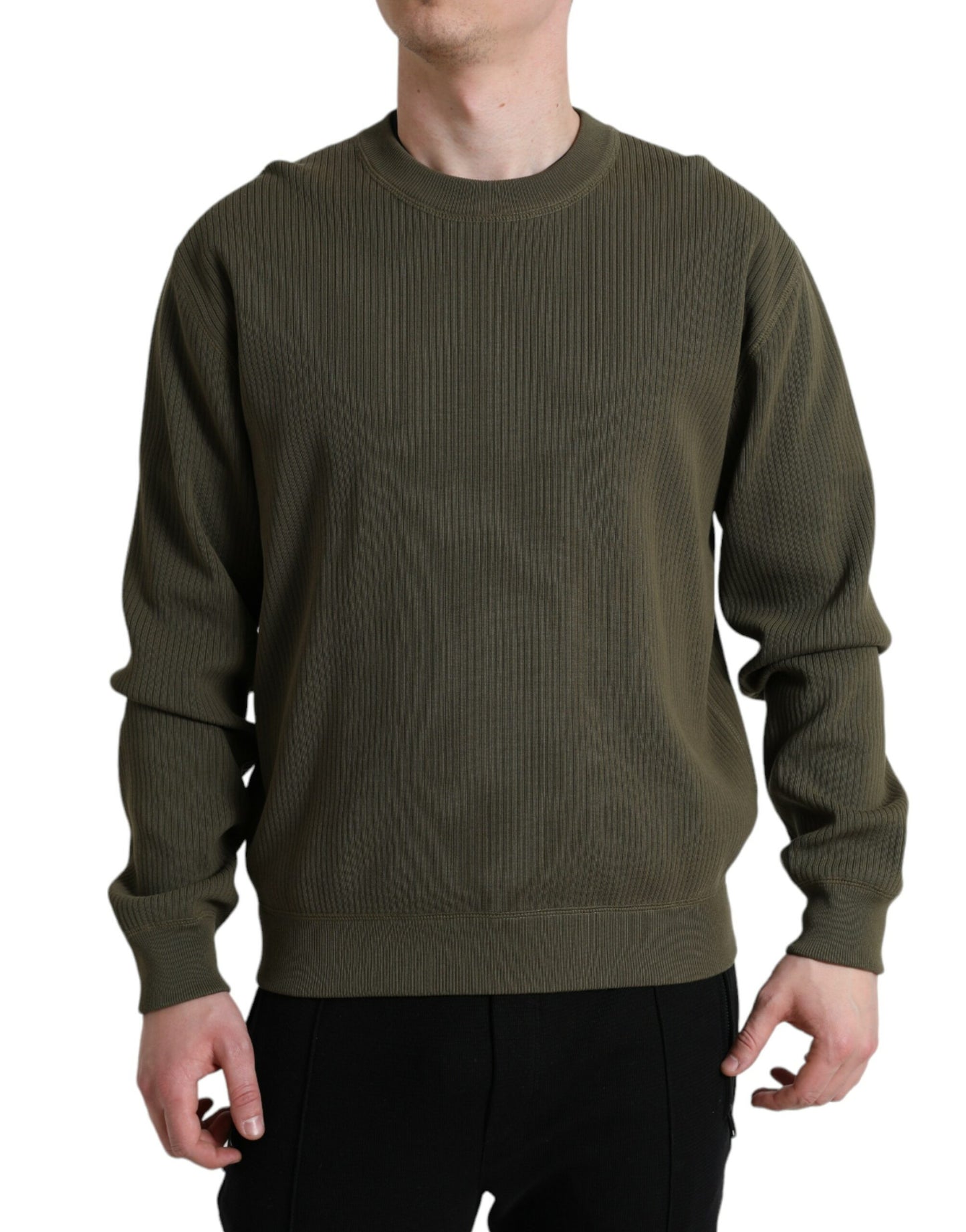 Maglione pullover da uomo girocollo in cotone verde