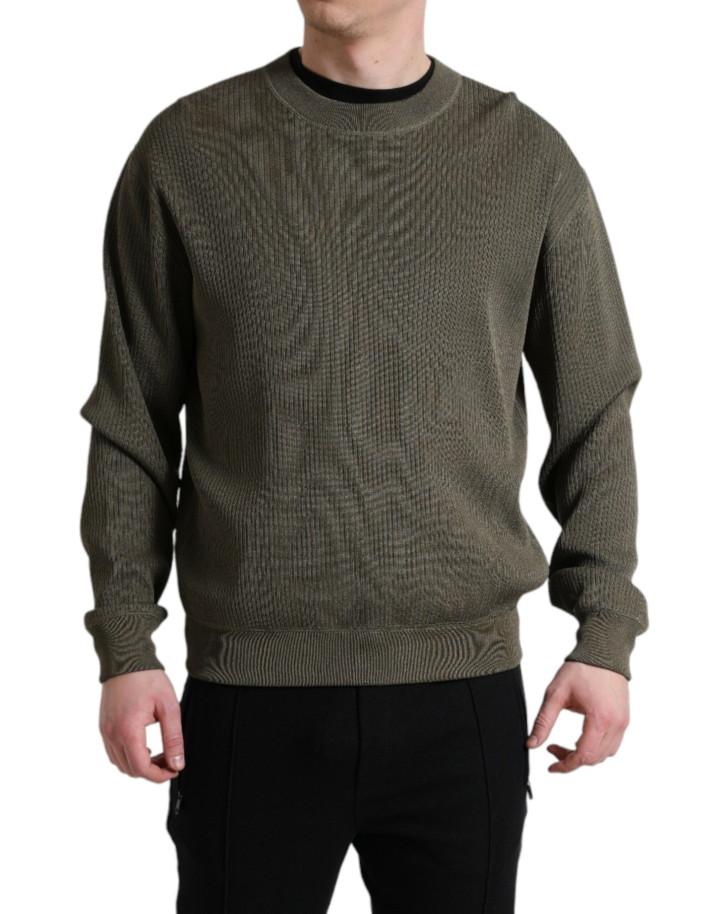 Eleganter grüner Pullover mit Rundhalsausschnitt