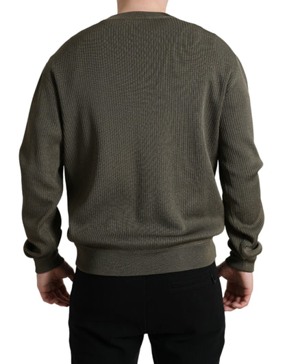 Eleganter grüner Pullover mit Rundhalsausschnitt