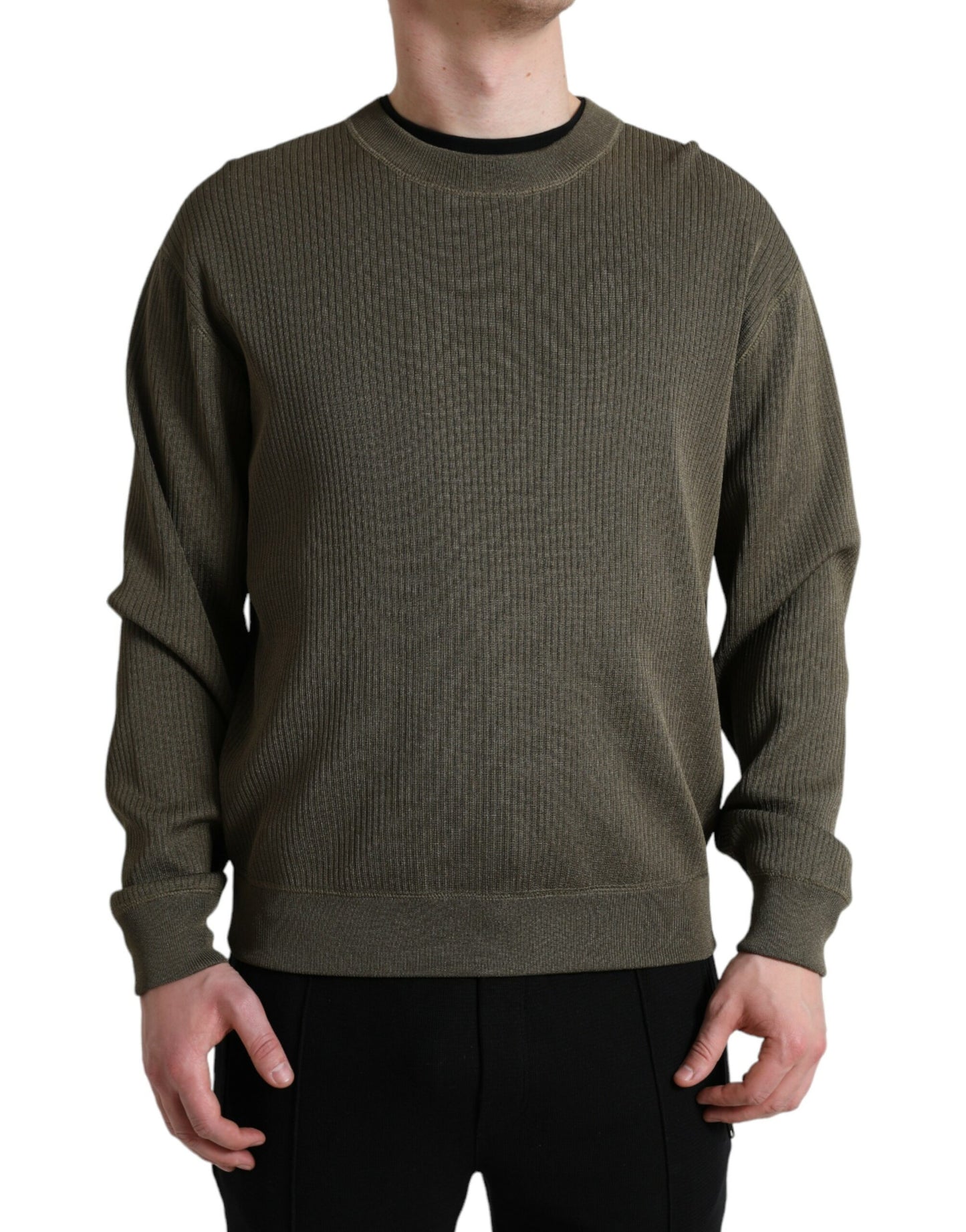 Eleganter grüner Pullover mit Rundhalsausschnitt