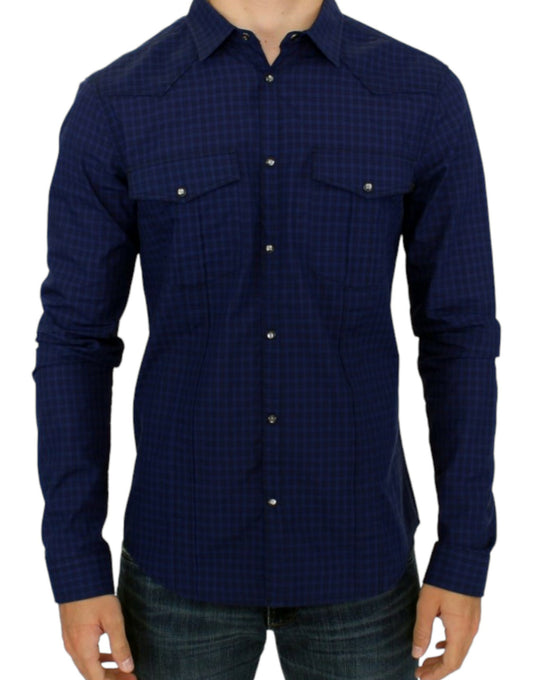 Camicia in cotone a quadri blu