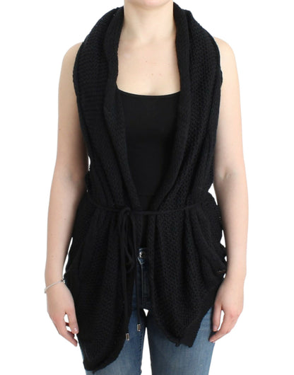 Cardigan in maglia nero senza maniche