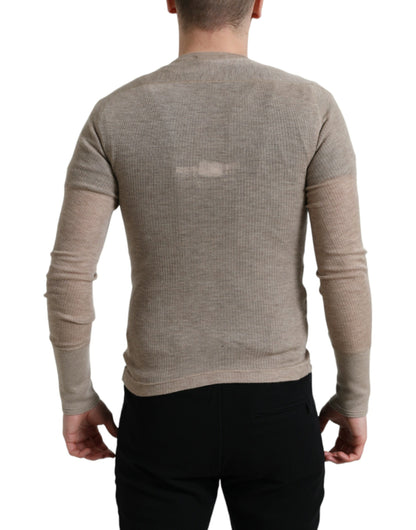 Dolce &amp; Gabbana Eleganter beigefarbener Henley-Kaschmirpullover