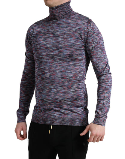 Maglione pullover dolcevita blu viola